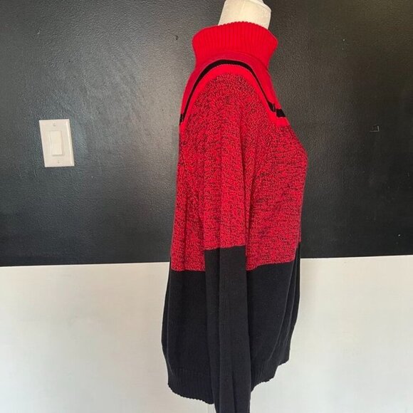Karen Scott Red & Black Colorblock Turtleneck Sweater PXL - Picture 4 of 8